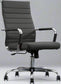 Home Office Chair Ribbed Modern Leather Ergonomic Office Desk Chair High Back Executive Adjustable Swivel w Arms (Black)FFE-810