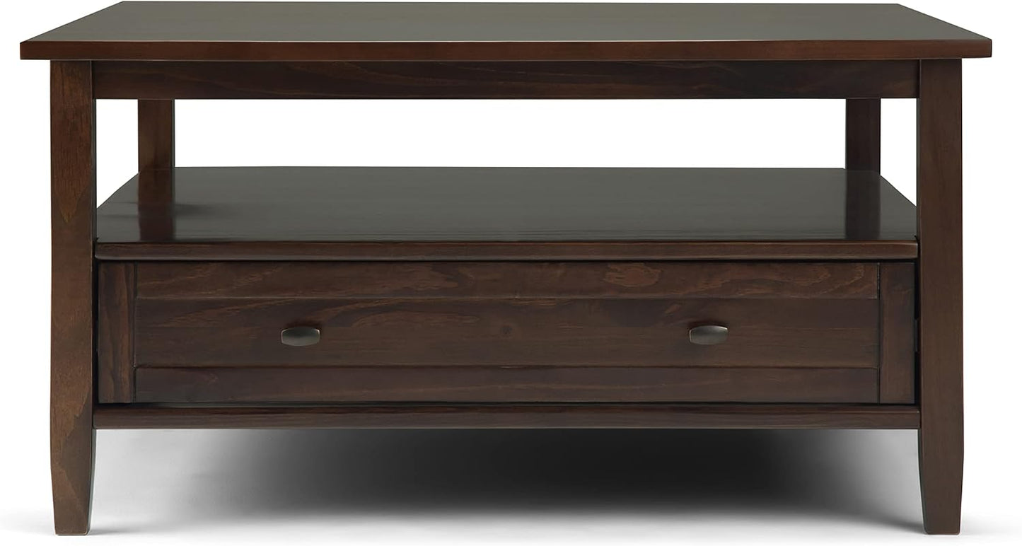 Shaker SOLID WOOD 36" Square Coffee Table in Tobacco Brown FFW-1015