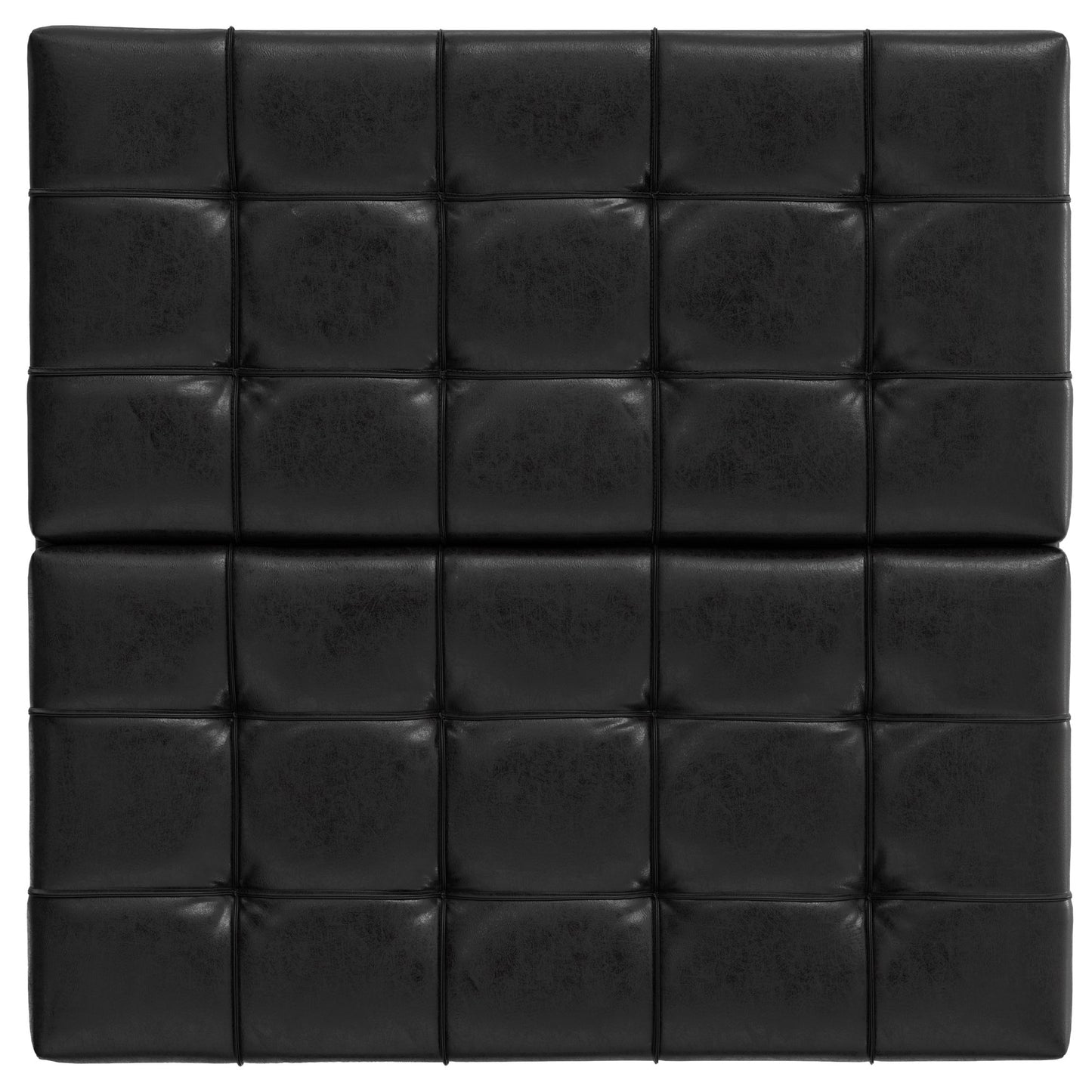Harrison 40" Square Storage Ottoman Black Vegan Faux Leather  FFW-931