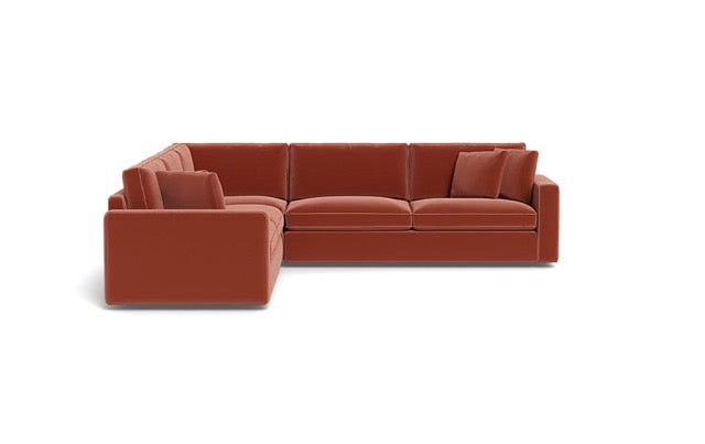 Interior Define James Wide Arm Sectional Sofa Terracotta Velvet Upholstery FFE258-313