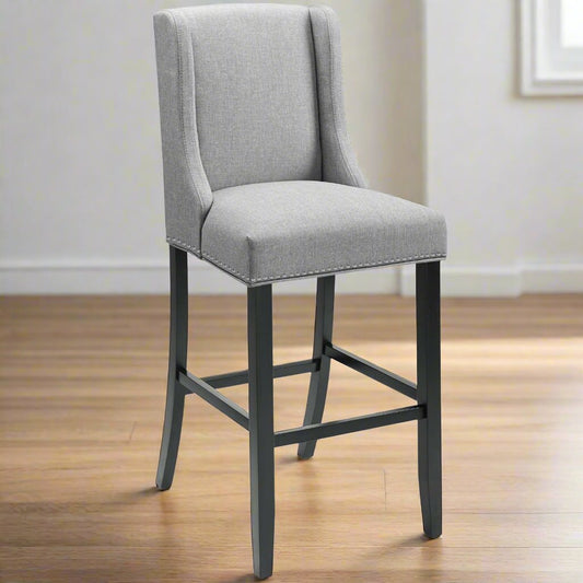 Modway Baron Upholstered Fabric Bar Stool in Gray FFE258-125