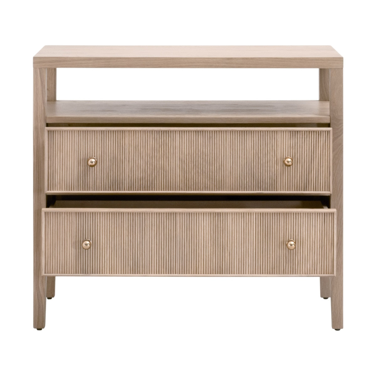 Essentials for Living Highland Solid Oak Fluted 2-Drawer Nightstand FFE-1128