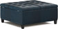 Harrison 36" W Distressed Blue Vegan Leather Square Storage Ottoman FFW258-715
