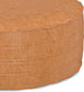 Brody Boho Round Distressed Brown Vegan Faux Leather Pouf Ottoman FFW-706