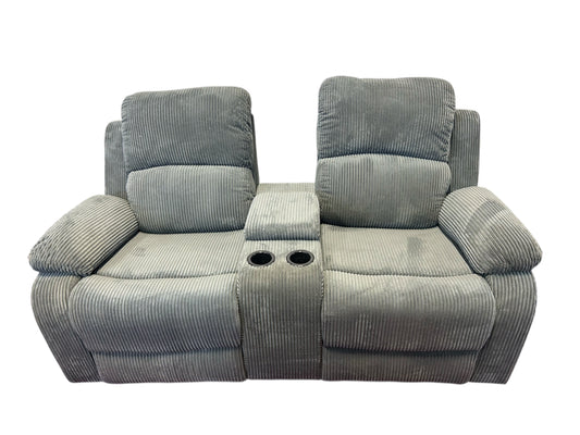 Grey Corduroy 2 Seater Recliner Sofa Chair Loveseat FFE-1237