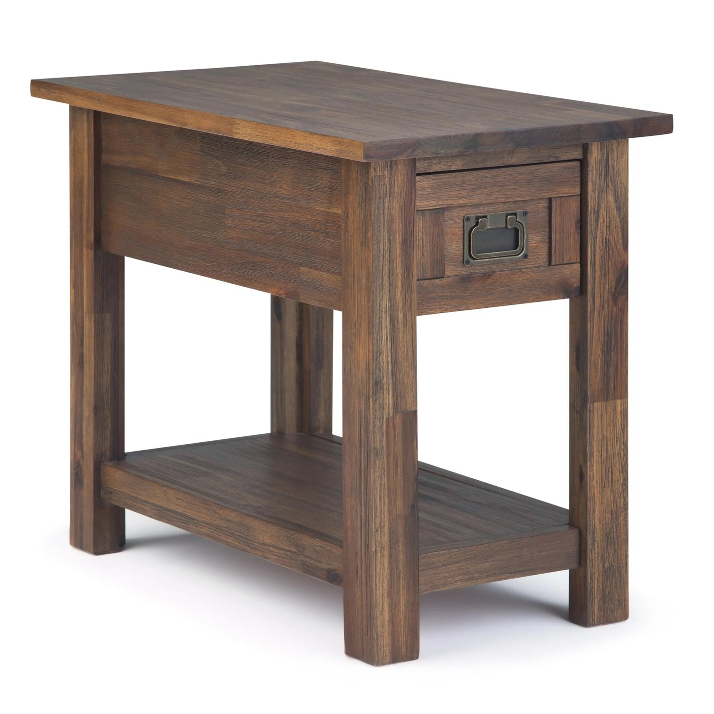 Monroe Solid Acacia 14"  Rustic Side Table in Distressed Charcoal Brown FFW-1010