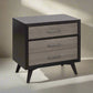 Raku Collection Danish Mid-Century Modern Nightstand w Two-Tone Finish FFE258-39