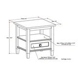 Shaker 20" Solid Wood Transitional End Side Table in Tobacco Brown FFW-969