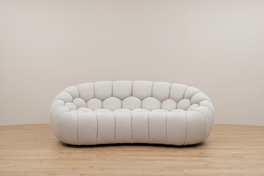 Divani Casa Yolonda Modern Curved Beige Fabric Sofa Couch FFW-1414
