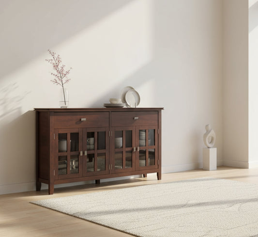 Artisan Wood & Pine Large Sideboard Buffet in Dark Chestnut Brown FFW258-586