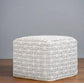 Noreen Boho Square Light Blue/White Handloom Woven Pattern Pouf Ottoman FFW-714