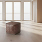 Sheffield Boho Square Pouf in Brown Genuine Leather FFW-952