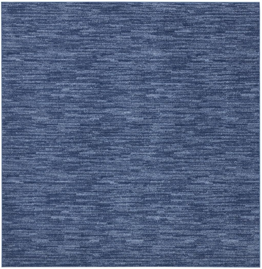 HomeRoots 7' Square Blue Square Non Skid Indoor Outdoor Area Rug FFE258-343