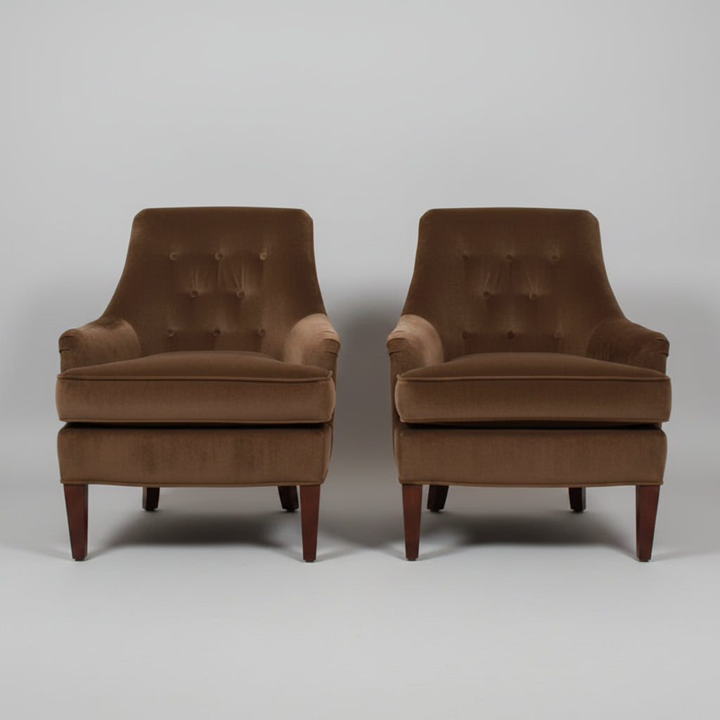 Pair of Sherrill Tufted Back Upholstered Accent Chairs in Moss Green EJ276-2