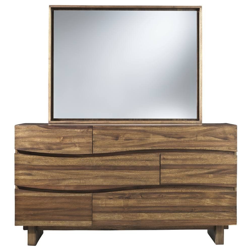 Modus Ocean Six Drawer Solid Wood Dresser Chest & Mirror Natural Sengon 3 FFE-1514