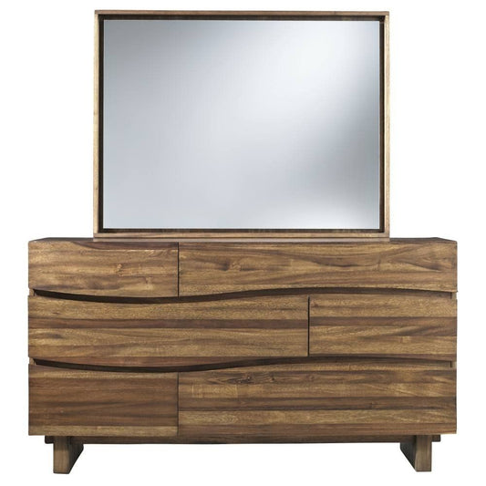 Modus Ocean Six Drawer Solid Wood Dresser Chest & Mirror Natural Sengon 3 FFE-1514