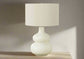 HomeRoots 25" Cream Ceramic Gourd Table Lamp w Cream Drum Shade FFE258-292