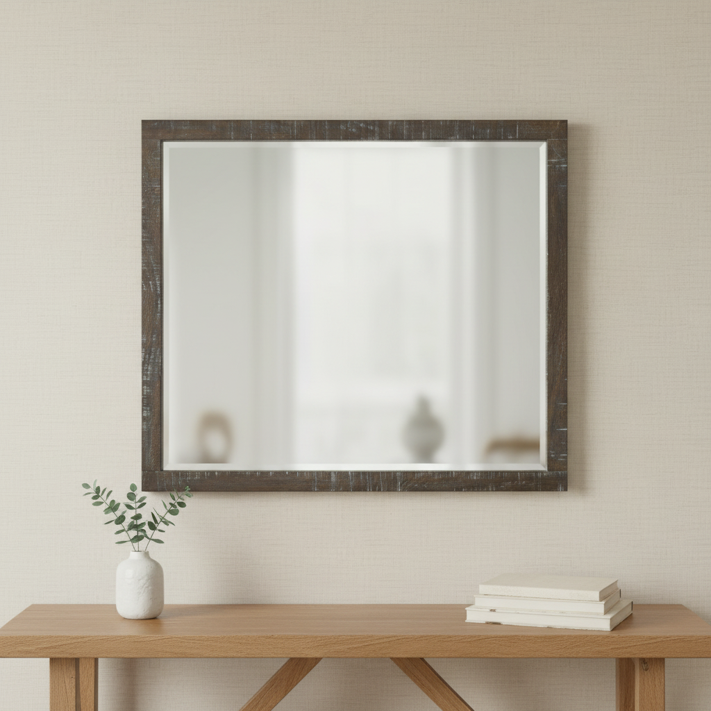 Modus Townsend Solid Wood Beveled Glass Mirror in Gunmetal FFE-1487