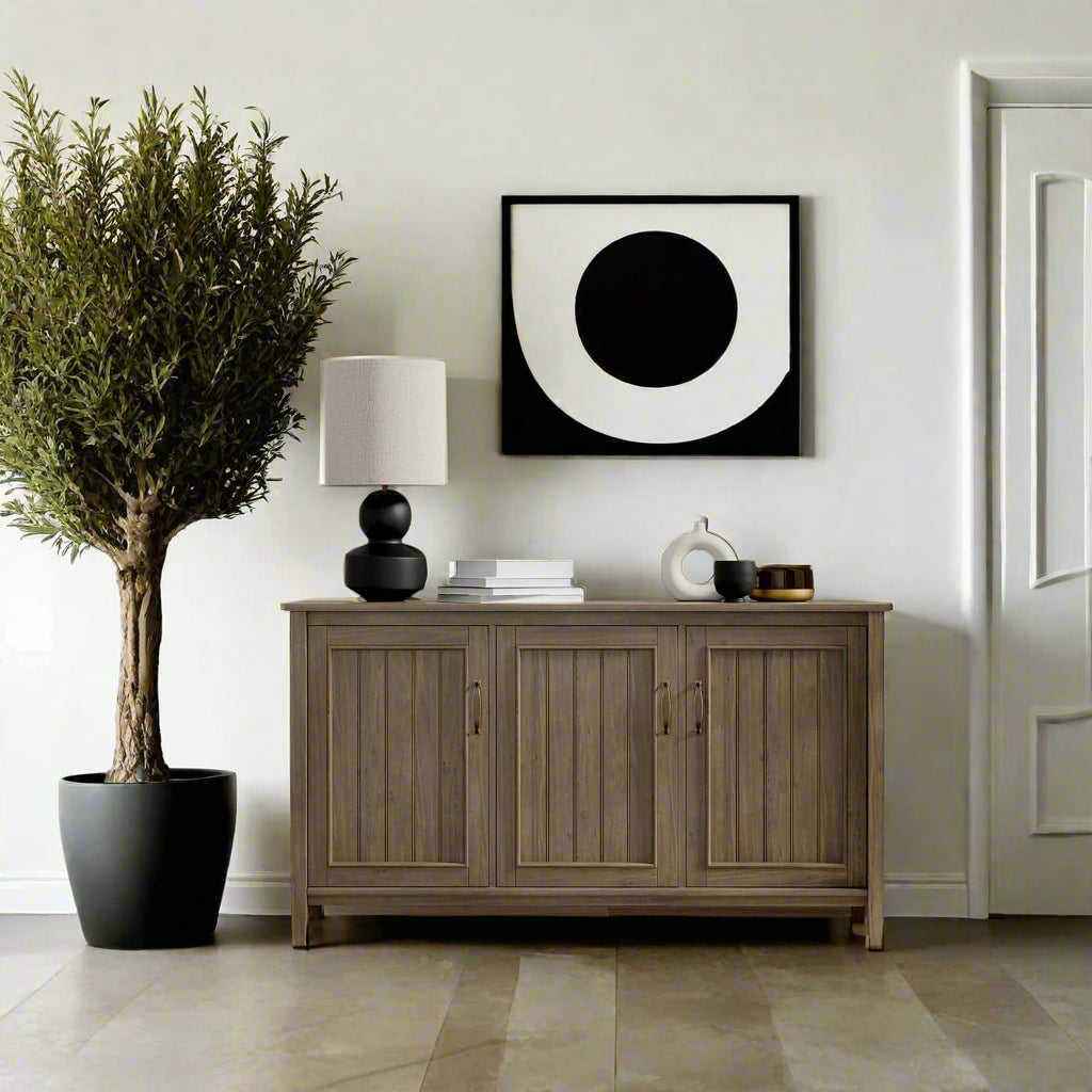 Lev Solid Wood 60" Storage Cabinet in Smoky Brown FFW-870