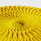 Sonata Boho Round Knitted Outdoor/ Indoor Pouf in Yellow Recycled PET Polyester FFW-841