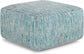 Nate Boho Square Pouf in Patterned Teal Melange Cotton FFW-845