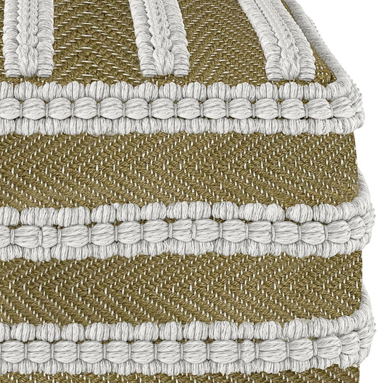 Liam Boho Square Outdoor/ Indoor Pouf Natural/White Recycled Polyester FFW258-641