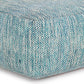 Nate Boho Square Pouf in Patterned Teal Melange Cotton FFW-845