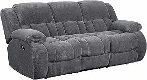 Coaster Home Furnishings Weissman Motion Loveseat w Console Charcoal Gray FFE258-68