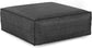 Brody Boho Distressed Black XL Square Ottoman/Pouf Vegan Leather FFW258-936