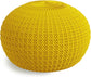 Sonata Boho Round Knitted Outdoor/ Indoor Pouf in Yellow Recycled PET Polyester FFW-841