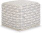 Noreen Boho Square Light Blue/White Handloom Woven Pattern Pouf Ottoman FFW-714