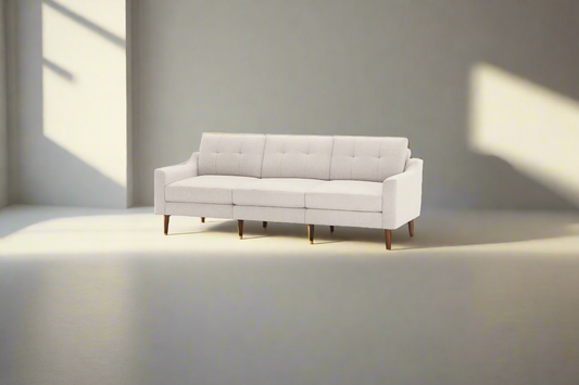 Burrow Block Nomad Sofa Ivory w Walnut Legs FFE258-263