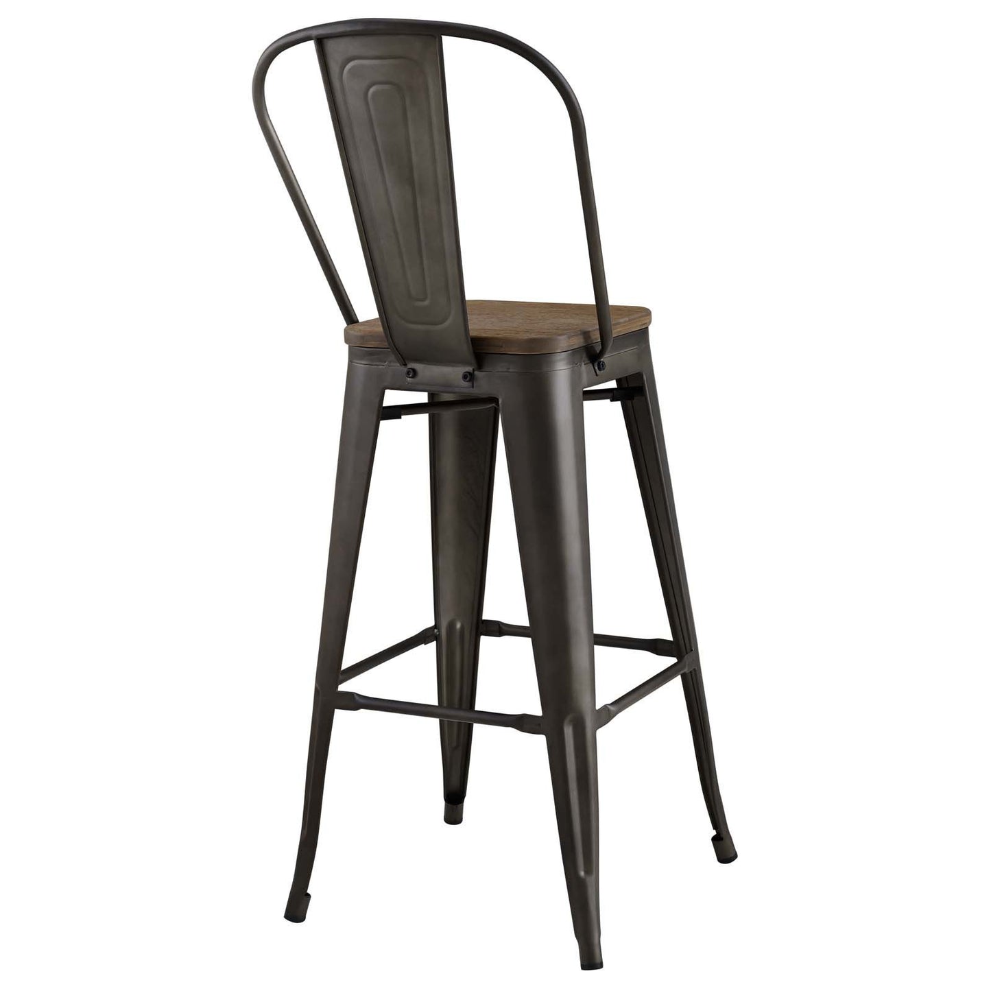 Modway Promenade Metal Kitchen Bar Stool in Brown FFE258-123