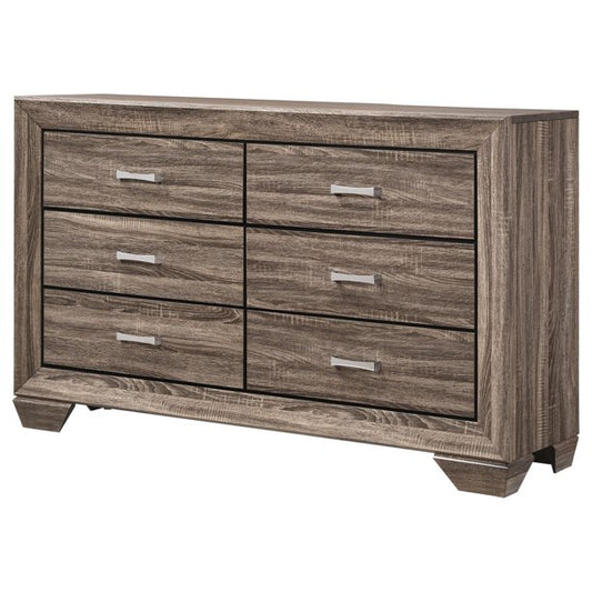 Coaster Kauffman 6-Drawer Wood Dresser with Tapered Feet in Brown FFE258-53