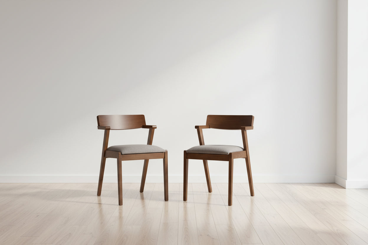 Hoft Home Set of 2 Zola Dining Chairs - Light Grey & Walnut FFE-1458