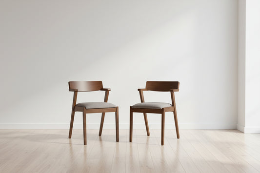 Hoft Home Set of 2 Zola Dining Chairs - Light Grey & Walnut FFE-1458