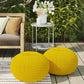 Sonata Boho Round Knitted Outdoor/ Indoor Pouf in Yellow Recycled PET Polyester FFW-841