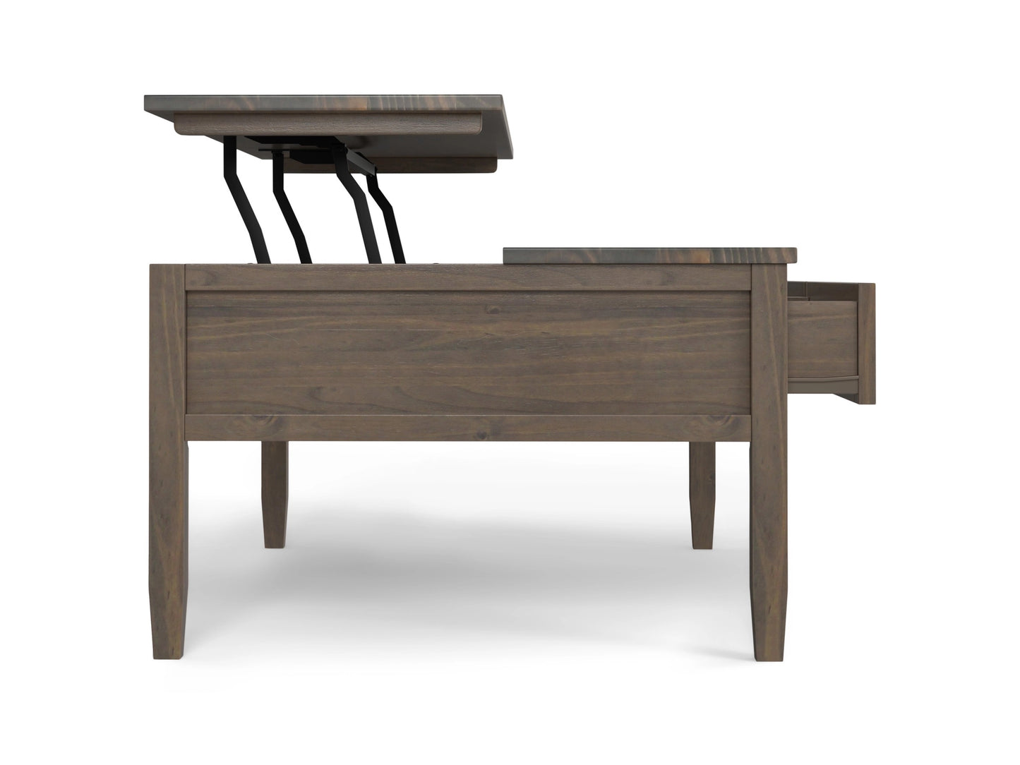 Lev Solid Wood 48" Lift Top Coffee Table in Smoky Brown FFW-992