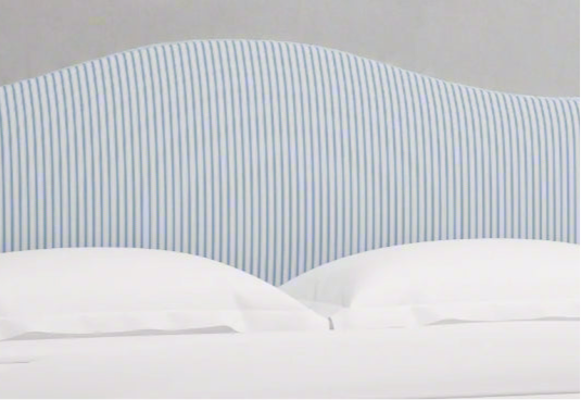 Camelback King Headboard Only Bed Cornflower Ticking Stripe Blue/White FFE258-367