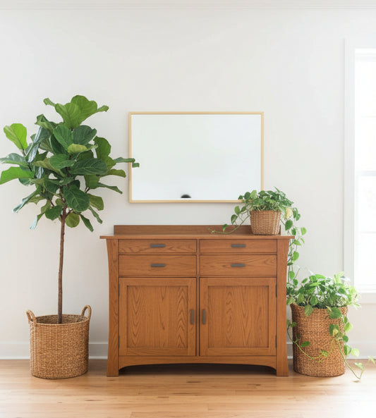 Bison Commerce Cattail Hickory Wood Bungalow Sideboard Warm Amber Finish FFW-1405