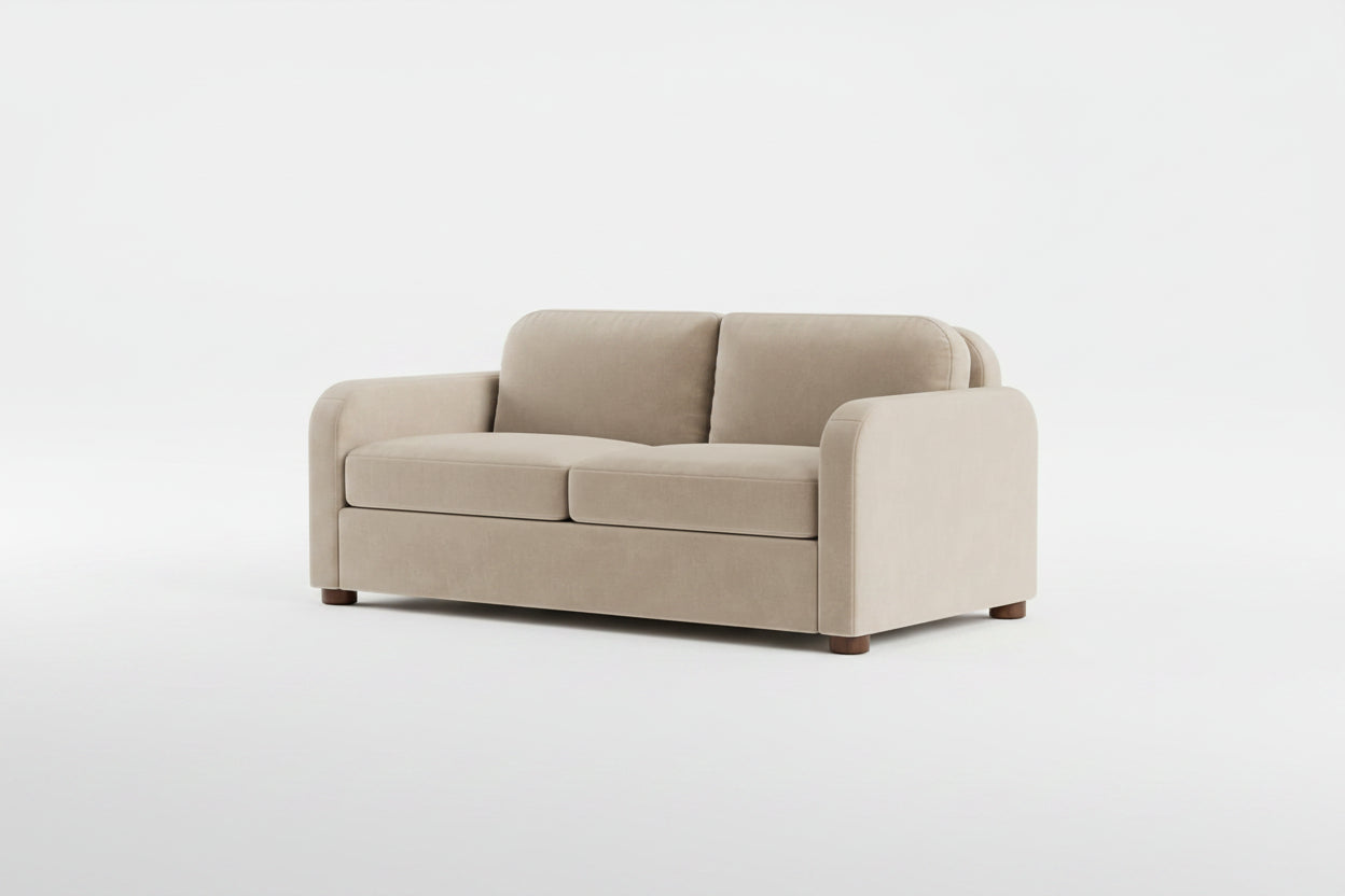 BenchMade Modern Archie 75' Becket Latte Velvet Sofa Couch FFE-1560