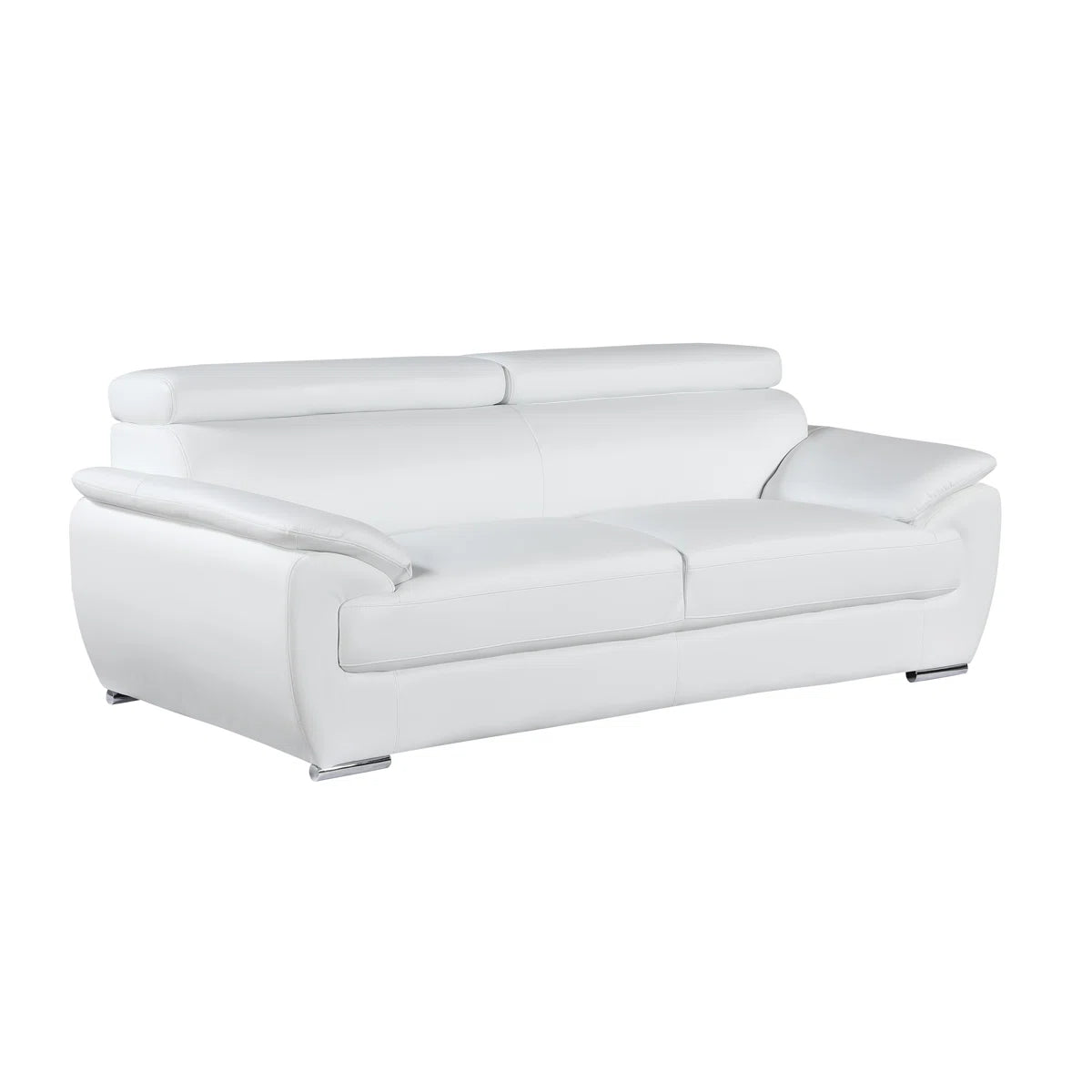 Orren Ellis Aieshia Genuine White Leather Sofa FFE-1197