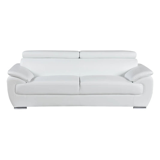 Orren Ellis Aieshia Genuine White Leather Sofa FFE-1197
