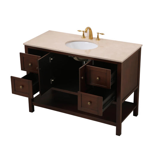 Lark Manor Amyra 48" Single Bathroom Brown Vanity Set FFE-1169