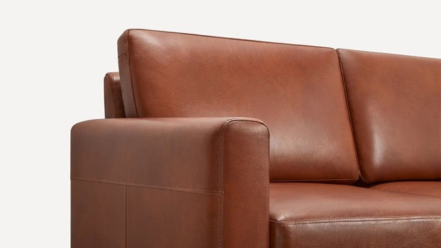 Burrow Block Nomad Chestnut Brown Leather Loveseat Sofa Couch FFE258-373