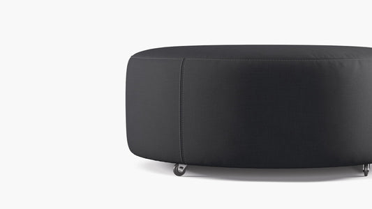 The Inside Havenly Pavement Luxe Linen Round Cocktail Black Ottoman FFE-818