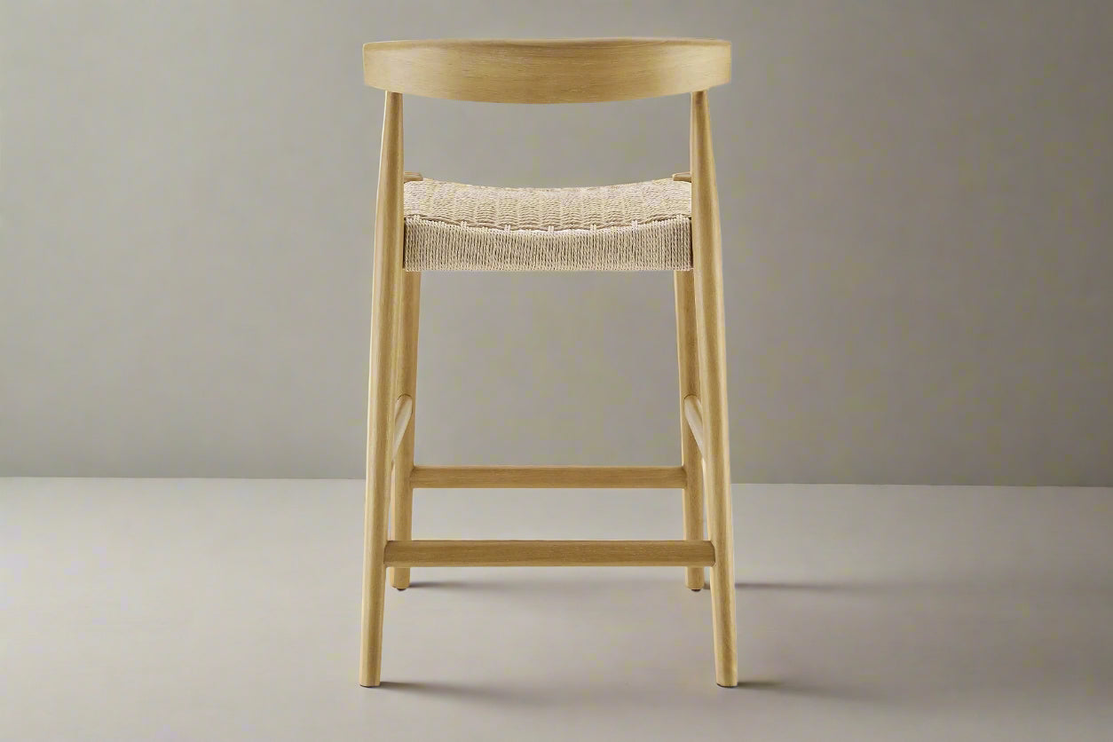 Castlery Austen Counter Stool White Wash w Woven Cane Seat (4 Avail) FFE258-348