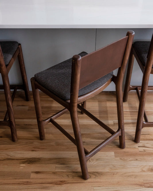 Denver Modern Avon Counter Stool/ Walnut Ember Grey FFE-1054