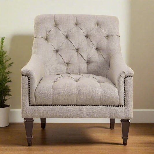 Coaster Avonlea Transitional Fabric Sloped Arm Tufted Upholstered Accent Chair Gray FFE258-63