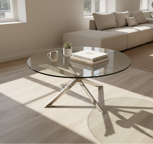 Glass Top 42" Round Cocktail Table LB-3